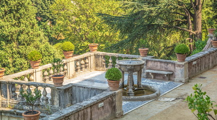 Fototapeta premium Ancient terrace in an old Italian park