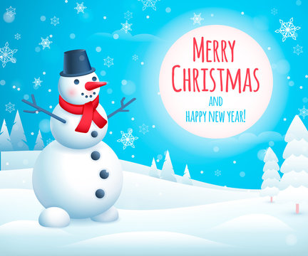 Holiday greeting design with cute Snowman