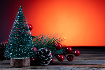 christmas concept on old wooden