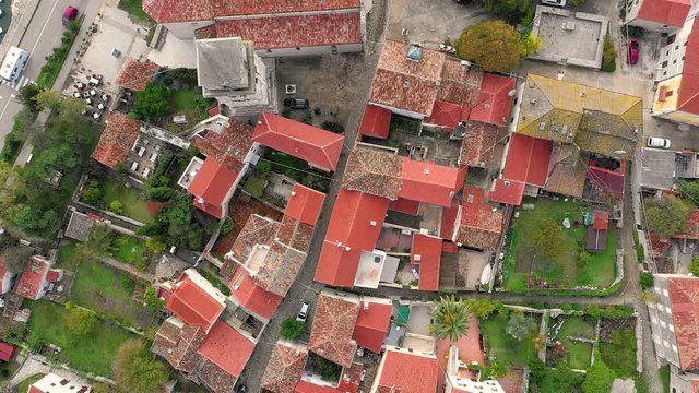 Aerial view of man-made canal crossing the city of Osor, Croatia.