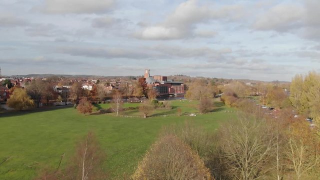 Aerial View Stratford Upon Avon Parkland And Town