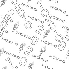 Obraz premium Vector abstract illustration of a seamless pattern on a transparent background with the contour image of a fire torch and a date. EPS 10 vector