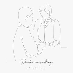 continuous line drawing. doctor consulting senior patient. simple vector illustration. doctor consulting senior patient concept hand drawing sketch line.