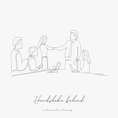 continuous line drawing. handshake behind team. simple vector illustration. handshake behind team concept hand drawing sketch line.