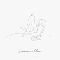 continuous line drawing. sunscreen lotion sunglasses. simple vector illustration. sunscreen lotion sunglasses concept hand drawing sketch line.