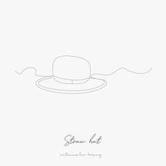 continuous line drawing. straw hat. simple vector illustration. straw hat concept hand drawing sketch line.