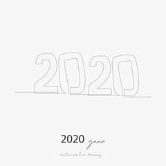 continuous line drawing. 2020 year. simple vector illustration. 2020 year concept hand drawing sketch line.