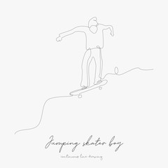 continuous line drawing. jumping skater boy. simple vector illustration. jumping skater boy concept hand drawing sketch line.