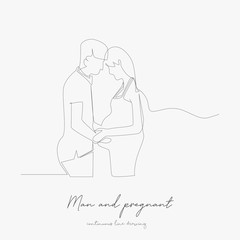 continuous line drawing. man and pregnant woman. simple vector illustration. man and pregnant woman concept hand drawing sketch line.