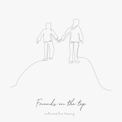 continuous line drawing. friends on the top. simple vector illustration. friends on the top concept hand drawing sketch line.