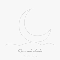 continuous line drawing. moon and clouds. simple vector illustration. moon and clouds concept hand drawing sketch line.