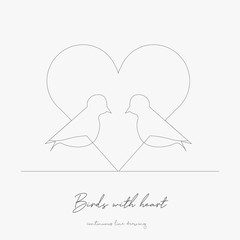 continuous line drawing. birds with heart. simple vector illustration. birds with heart concept hand drawing sketch line.