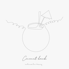 continuous line drawing. coconut drink. simple vector illustration. coconut drink concept hand drawing sketch line.