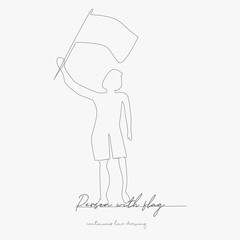 continuous line drawing. person with flag. simple vector illustration. person with flag concept hand drawing sketch line.