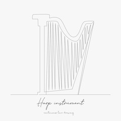 continuous line drawing. harp instrument. simple vector illustration. harp instrument concept hand drawing sketch line.