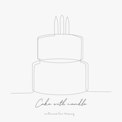 continuous line drawing. cake with candle. simple vector illustration. cake with candle concept hand drawing sketch line.