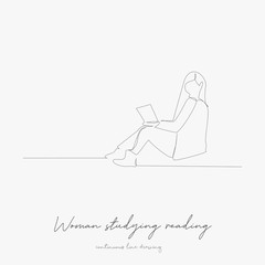 continuous line drawing. woman studying reading book. simple vector illustration. woman studying reading book concept hand drawing sketch line.