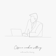 continuous line drawing. office worker sitting working on laptop computer. simple vector illustration. office worker sitting working on laptop computer concept hand drawing sketch line.
