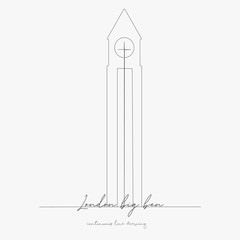 continuous line drawing. london big ben. simple vector illustration. london big ben concept hand drawing sketch line.