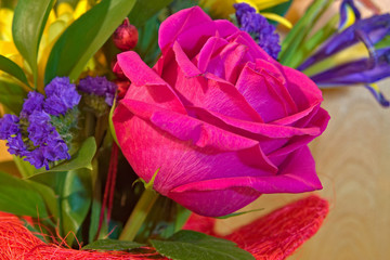 Fototapeta na wymiar Red rose flower in a bouquet.