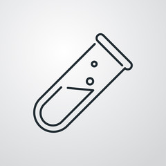 Símbolo laboratorio de química con icono lineal de tubo de ensayo de cristal en fondo gris