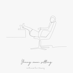 continuous line drawing. young man sitting. simple vector illustration. young man sitting concept hand drawing sketch line.