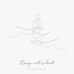 continuous line drawing. rising cost of heart health. simple vector illustration. rising cost of heart health concept hand drawing sketch line.