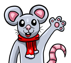 Happy Stylized Christmas Mouse