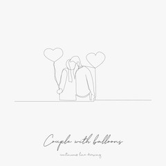 continuous line drawing. couple with balloons. simple vector illustration. couple with balloons concept hand drawing sketch line.
