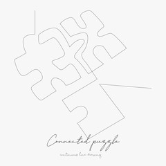 continuous line drawing. connected puzzle pieces. simple vector illustration. connected puzzle pieces concept hand drawing sketch line.