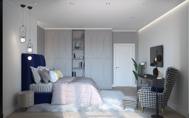 bedroom, interior visualization, 3D illustration