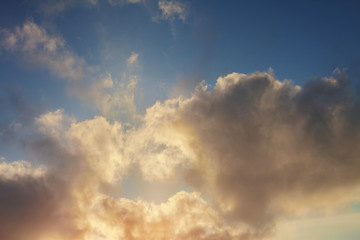 Naklejka na ściany i meble Beautiful sky with clouds and sunlight