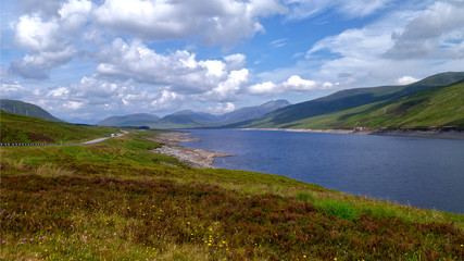 scottish mountain landscape with lake