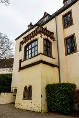 Fototapeta na wymiar Present Castle of Wiltz at Wiltz, Luxembourg, exterior partial view