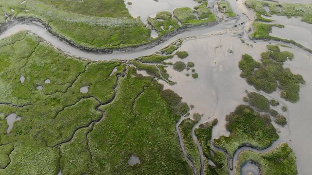 Bird's Eye View Of Salt March, Wells-Next-The-Sea, Norfolk Coast, Aerial Landscape UK