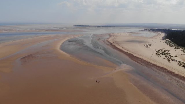 Vast Sandy Beach At Low Tide, North Norfolk, Wells-Next-The-Sea Tidal Estuary Mouth.