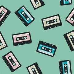 vector seamless audio cassettes background