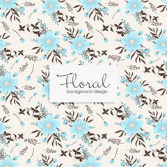 Floral pattern background - -light blue flowers seamless pattern