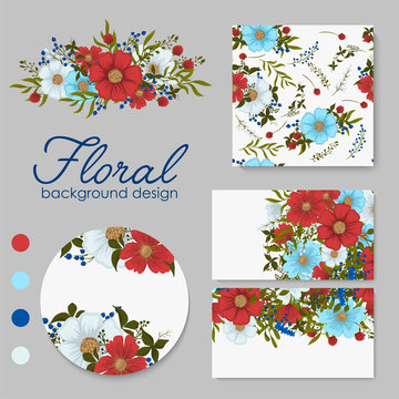 Background Flower - Red Flowers Cards, Pattern