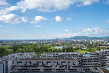 Distant view of Erholungsgebiet Wienerberg in Vienna, Austria
