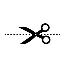 Scissors with cut lines icon vector illustration on white