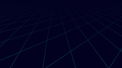 Vector perspective grid. Gradient grid. Detailed lines on black background.