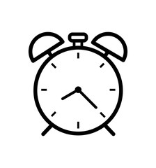 Alarm clock line icon isolated on white background time sign