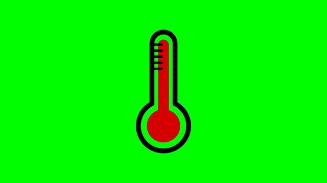 animation of the Thermometer Icon on green background.  4K video