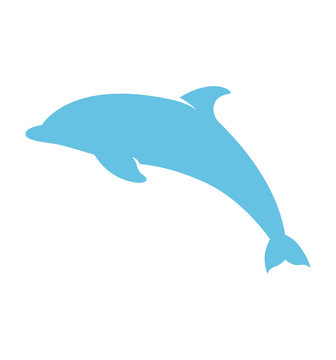 Blue dolphin icon flat vector icon isolated on white