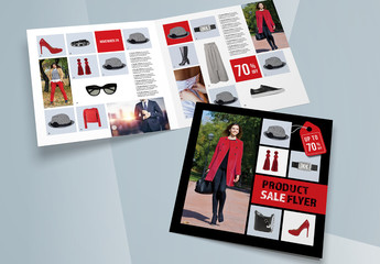 Black and Red Square Brochure Layout