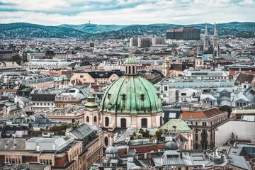 Foto op Aluminium View of Peterskirche from the top of Stephansdom in the historic old town of Vienna, Austria © Davidzfr