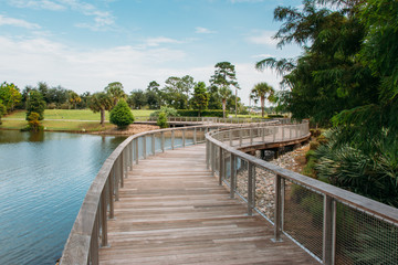 Center Lake Park boardwalk  in the city of Oviedo, Florida.