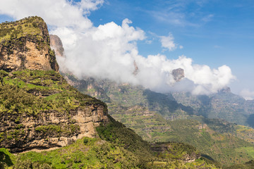 Cliffs on a mountain in the Ethiopian highlands