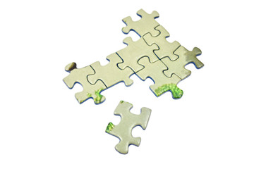 Jigsaw pieces on white background